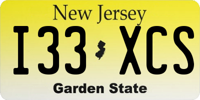 NJ license plate I33XCS