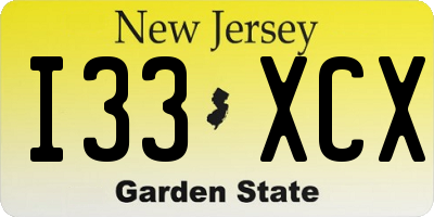NJ license plate I33XCX