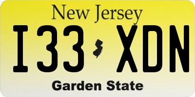 NJ license plate I33XDN