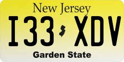 NJ license plate I33XDV