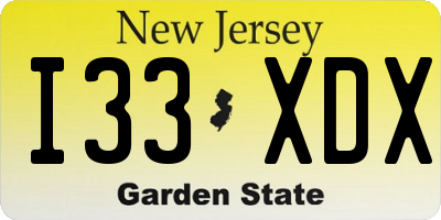 NJ license plate I33XDX