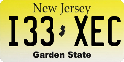 NJ license plate I33XEC