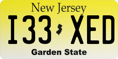 NJ license plate I33XED