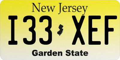 NJ license plate I33XEF