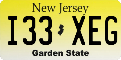 NJ license plate I33XEG