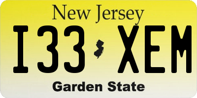 NJ license plate I33XEM