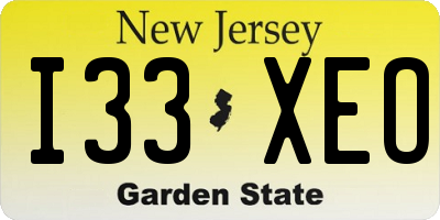 NJ license plate I33XEO