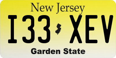 NJ license plate I33XEV