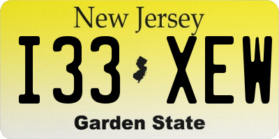 NJ license plate I33XEW
