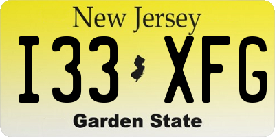 NJ license plate I33XFG