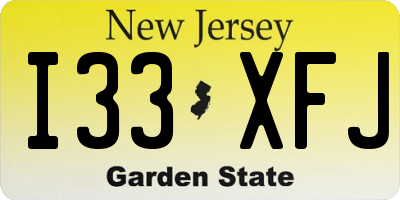 NJ license plate I33XFJ