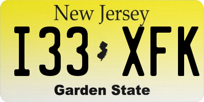 NJ license plate I33XFK