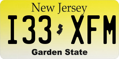 NJ license plate I33XFM