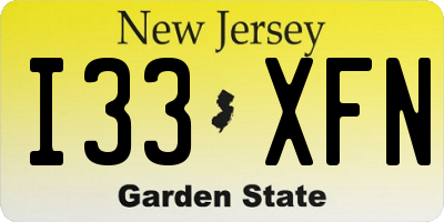 NJ license plate I33XFN