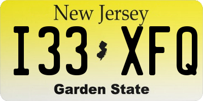 NJ license plate I33XFQ