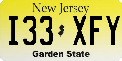 NJ license plate I33XFY