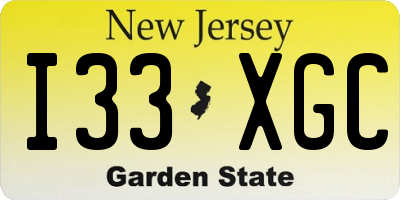 NJ license plate I33XGC