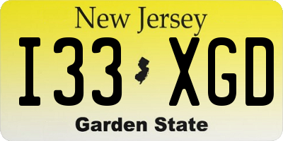 NJ license plate I33XGD