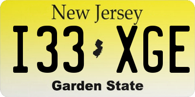 NJ license plate I33XGE