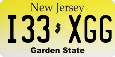 NJ license plate I33XGG
