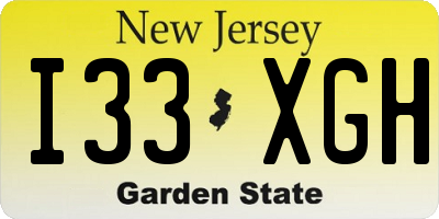 NJ license plate I33XGH