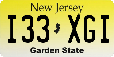 NJ license plate I33XGI