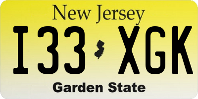 NJ license plate I33XGK