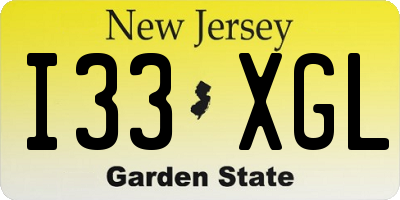 NJ license plate I33XGL