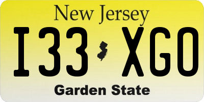 NJ license plate I33XGO
