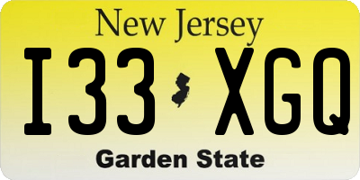 NJ license plate I33XGQ