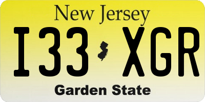 NJ license plate I33XGR