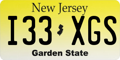 NJ license plate I33XGS
