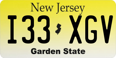 NJ license plate I33XGV