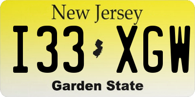 NJ license plate I33XGW