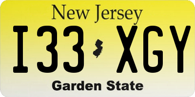 NJ license plate I33XGY
