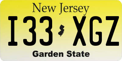 NJ license plate I33XGZ