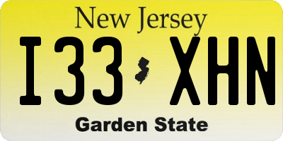NJ license plate I33XHN