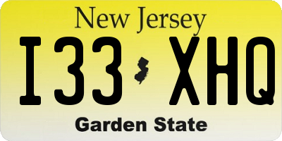NJ license plate I33XHQ