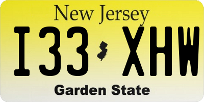NJ license plate I33XHW