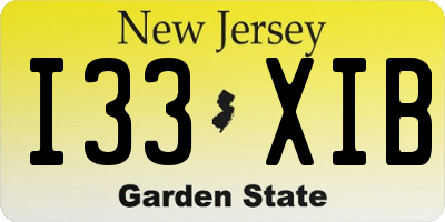 NJ license plate I33XIB