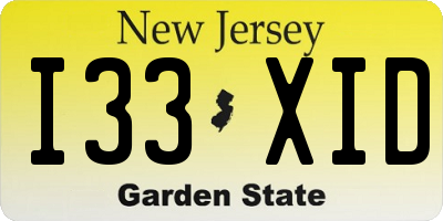 NJ license plate I33XID