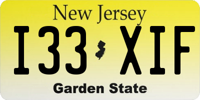 NJ license plate I33XIF