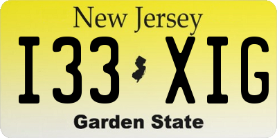 NJ license plate I33XIG