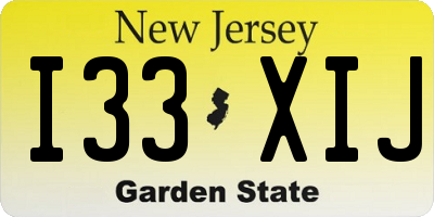 NJ license plate I33XIJ