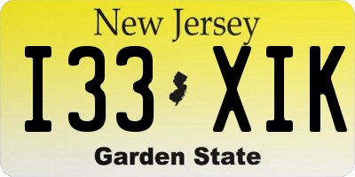 NJ license plate I33XIK