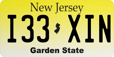 NJ license plate I33XIN
