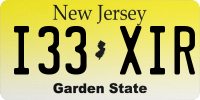NJ license plate I33XIR