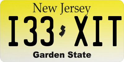 NJ license plate I33XIT