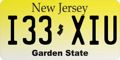 NJ license plate I33XIU
