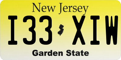 NJ license plate I33XIW
